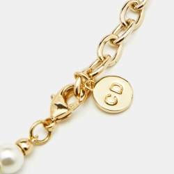 Dior 30 Montaigne Faux Pearl Gold Tone Choker Necklace