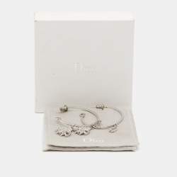 Pre Owned Dior Bee Crystals Silver Tone Hopp Earrings