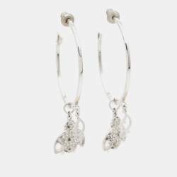 Pre Owned Dior Bee Crystals Silver Tone Hopp Earrings