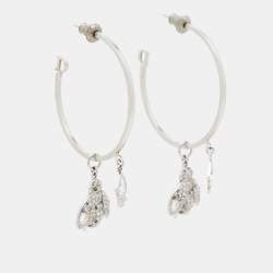 Pre Owned Dior Bee Crystals Silver Tone Hopp Earrings