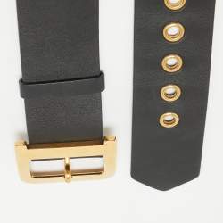 Dior Black Leather Diorquake Buckle Belt 80CM