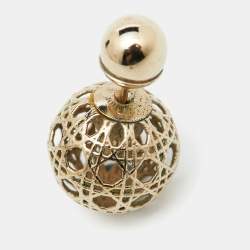 Pre Owned Dior Mise En Dior Tribales Cannage Gold Tone Stud Earrings
