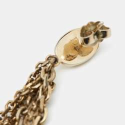 Pre Owned Dior Mise en Dior Faux Pearl Gold Tone Dangle Earrings