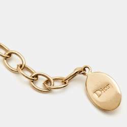 Dior Secret Cannage Faux Pearl Gold Tone Necklace