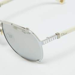 Pre Owned Dior Silver Tone/Grey DiorChicago2 STR Aviator Sunglasses
