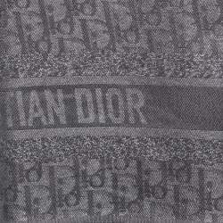 Pre Owned Christian Dior Oblique Lame Fringed Edge Scarf 