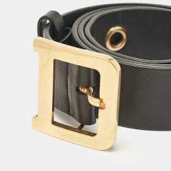 Dior Black Leather Diorquake Buckle Belt 80CM