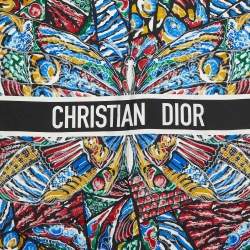 Dior Multicolor Butterfly Print Silk Square Scarf