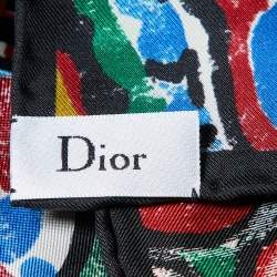 Dior Multicolor Butterfly Print Silk Square Scarf