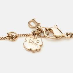 Pre Owned Dior Interlocking Heart Crystal Gold Tone Bracelet