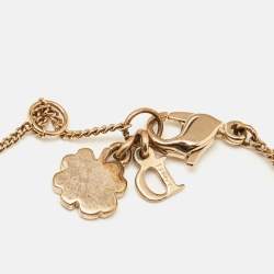 Pre Owned Dior Interlocking Heart Crystal Gold Tone Bracelet