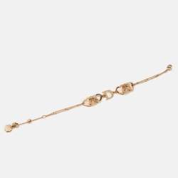 Pre Owned Dior Interlocking Heart Crystal Gold Tone Bracelet