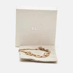 Pre Owned Dior Interlocking Heart Crystal Gold Tone Bracelet