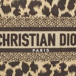 Dior Beige/Black Leopard Print Canvas Cosmetic Pouch