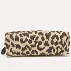 Dior Beige/Black Leopard Print Canvas Cosmetic Pouch