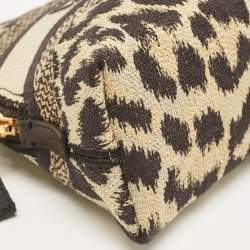 Dior Beige/Black Leopard Print Canvas Cosmetic Pouch