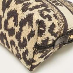 Dior Beige/Black Leopard Print Canvas Cosmetic Pouch