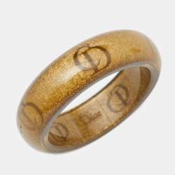 Dior CD Glittery Gold Logo Resin Bangle Bracelet