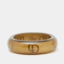 Dior CD Glittery Gold Logo Resin Bangle Bracelet