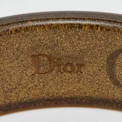 Dior CD Glittery Gold Logo Resin Bangle Bracelet