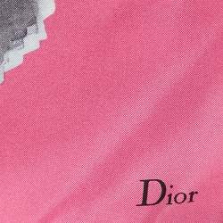 Pre Owned Dior Multicolor Color Block Printed Silk Square Scarf