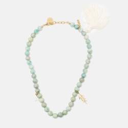 Dior Jasper Bead Jardin Gold Tone Double Wrap Bracelet