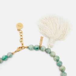 Dior Jasper Bead Jardin Gold Tone Double Wrap Bracelet