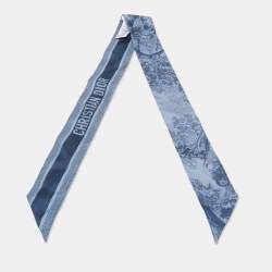 Dior Blue Silk Toile de Jouy Sauvage Mitzah Scarf