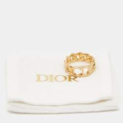 Pre Owned Dior Danseuse Etoile Gold Tone Ring Size 52