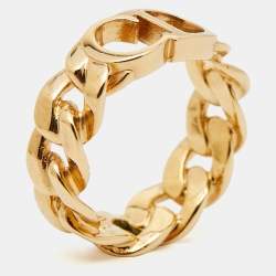 Pre Owned Dior Danseuse Etoile Gold Tone Ring Size 52