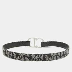 Dior Black Oblique Canvas and Leather CD Logo Buckle Belt 75 CM