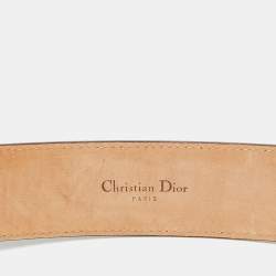Pre Owned Dior Blue Leather D Buckle Belt 85 CM