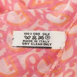Christian Dior Pink Oblique Print Silk Square scarf
