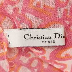 Christian Dior Pink Oblique Print Silk Square scarf