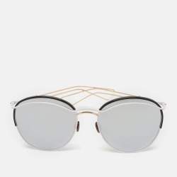 Dior White/Grey Mirrored DiorRound Aviator Sunglasses