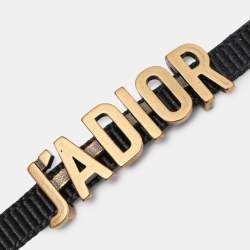 Dior J'Adior Black Ribbon Gold Tone Slide Pendant Choker Necklace