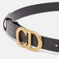 Dior Black Leather CD Logo Buckle Belt 70 CM