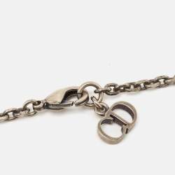 Dior CD  Blue Composite Silver Tone Long Necklace
