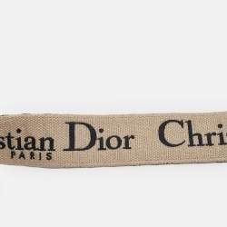 Dior Navy Blue Embroidered Canvas and Leather Shoulder Bag Strap
