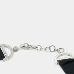 Pre Owned Dior Crystals Fabric Silver Tone Trotter Choker