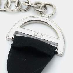 Pre Owned Dior Crystals Fabric Silver Tone Trotter Choker