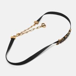 Dior J'Adior Black Fabric Enamel Two Tone Choker Necklace