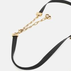 Dior J'Adior Black Fabric Enamel Two Tone Choker Necklace