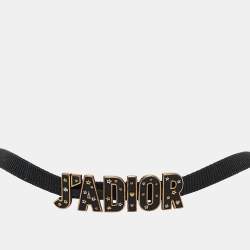 Dior J'Adior Black Fabric Enamel Two Tone Choker Necklace
