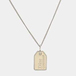 Dior Oblique Enamel Silver Tone Necklace