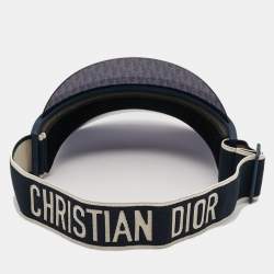 Pre Owned Christian Dior Navy Blue Oblique Dior Club1 Sun Visor