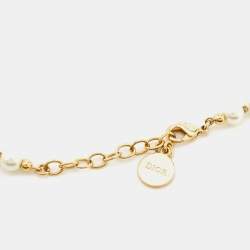 Dior 30 Montaigne Faux Pearl Gold Tone Choker Necklace