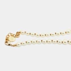 Dior 30 Montaigne Faux Pearl Gold Tone Choker Necklace
