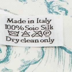 Pre Owned Dior White/Green TheABCDior 'N' Nuage Print Silk Mitzah Scarf