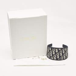 Pre Owned Christian Dior Blue Oblique Embroidered Canvas Headband